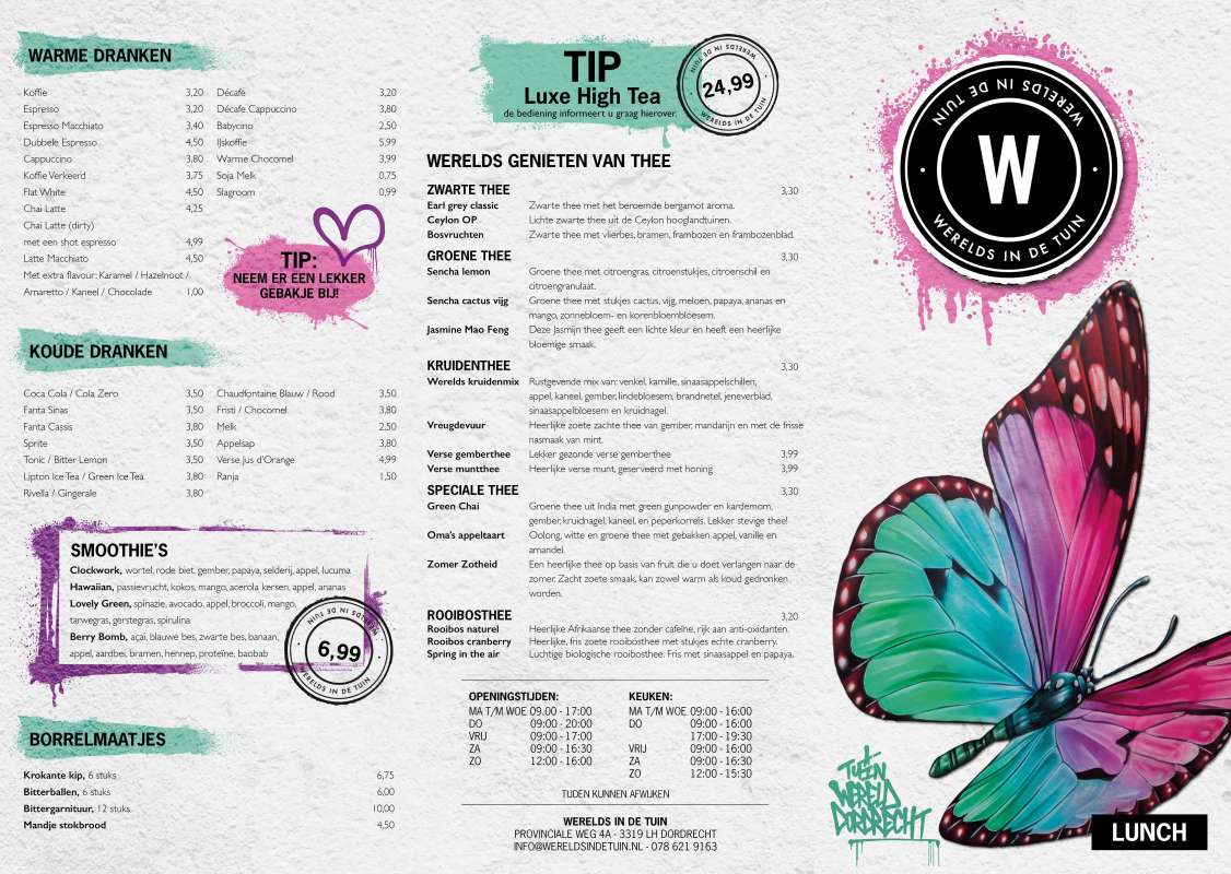 Lunch menu restaurant Dordrecht